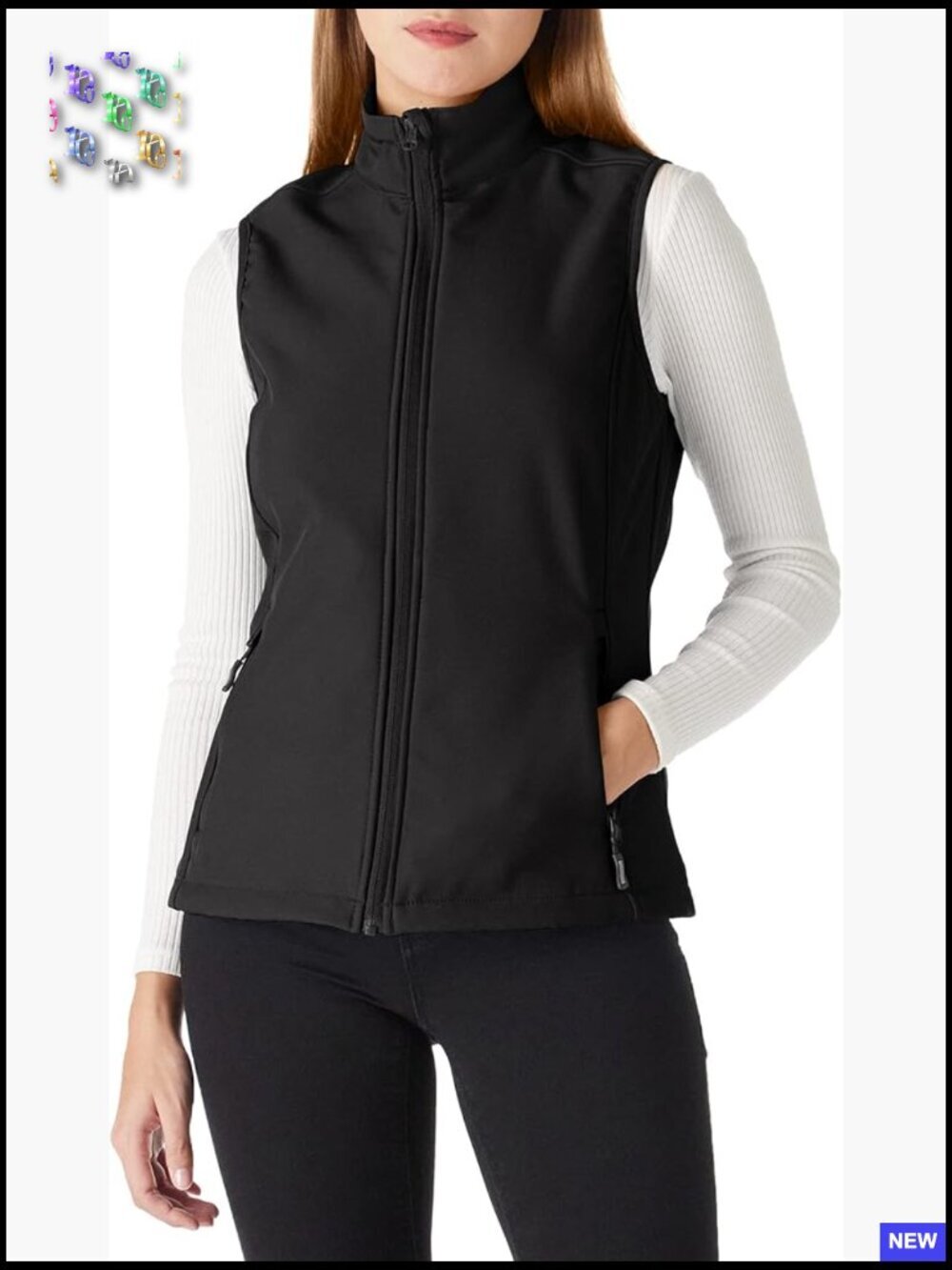Lightweight Windproof Fleece Lined Softshell Vest Zip Up Sleeveless Jacket for